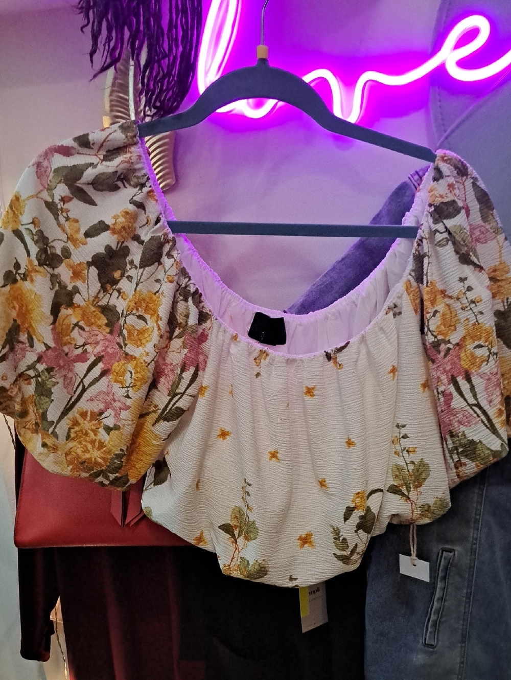 NWT Lumiere Crop Top With Balloon Sleeves So Adorable!
